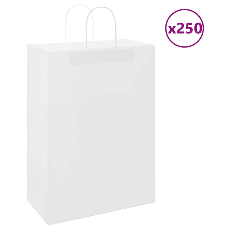 Pungi de hârtie 250 buc cu mânere albe 32x17x44 cm