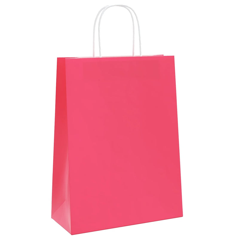 Saci de hârtie 50 buc cu mânere roz 26x12x35 cm
