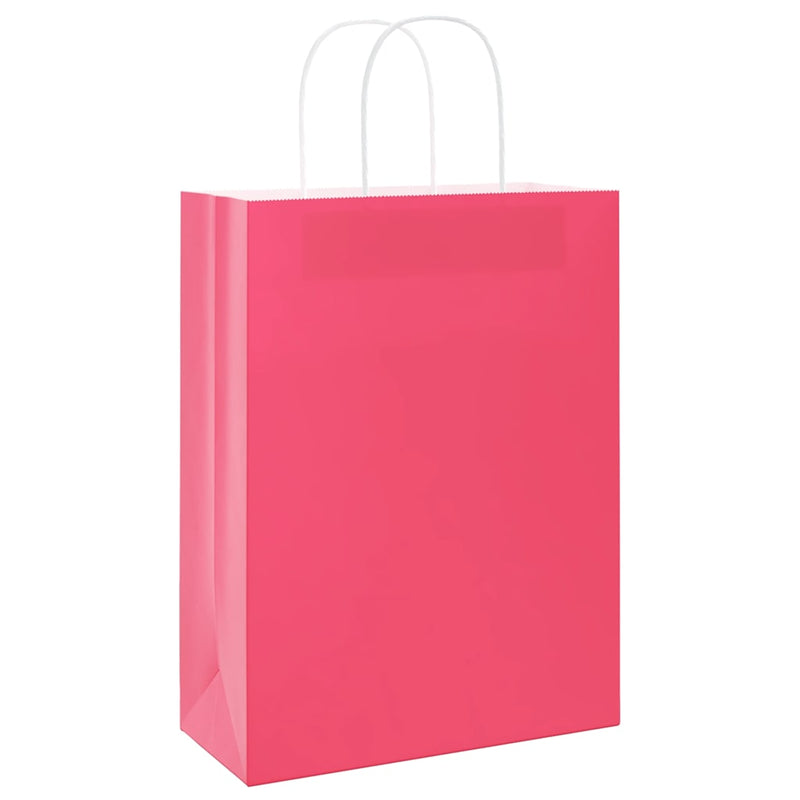 Saci de hârtie 50 buc cu mânere roz 26x12x35 cm