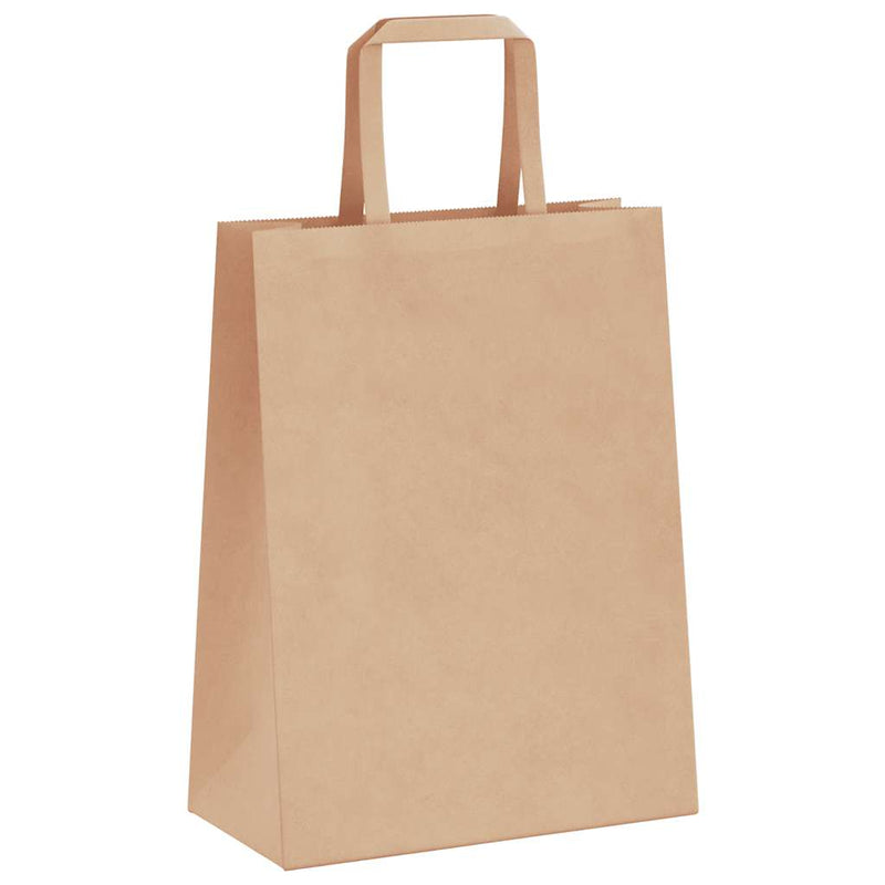 Pungi de hârtie 250 buc cu mânere maro 21x11x28 cm