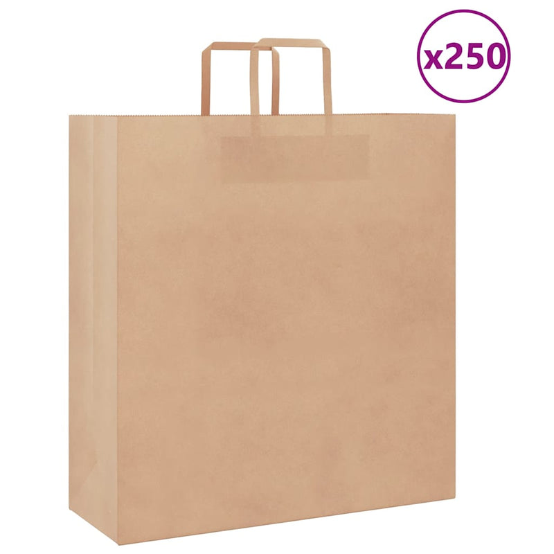 Pungi de hârtie 250 buc cu mânere maro 45x17x48 cm