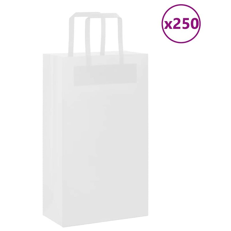Pungi de hârtie 250 buc cu mânere albe 21x11x36 cm