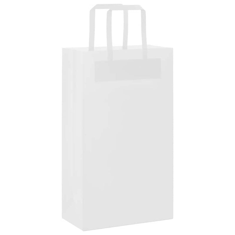 Pungi de hârtie 250 buc cu mânere albe 21x11x36 cm
