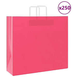 Pungi de hârtie 250 buc cu mânere roz 54x15x49 cm