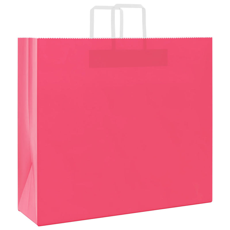 Pungi de hârtie 250 buc cu mânere roz 54x15x49 cm