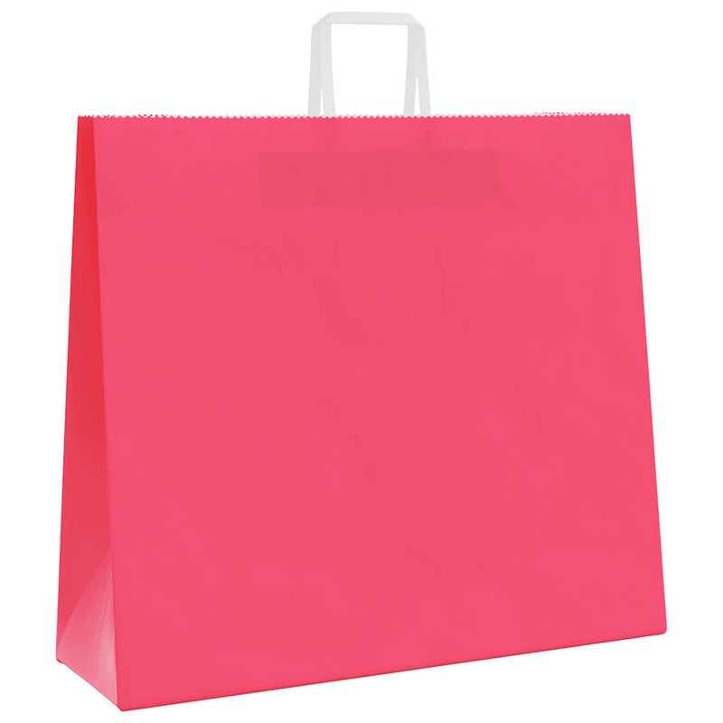 Pungi de hârtie 250 buc cu mânere roz 54x15x49 cm