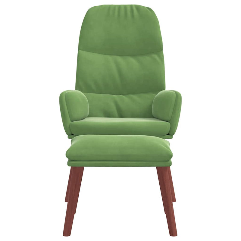 Scaun de relaxare cu taburet, verde deschis, catifea