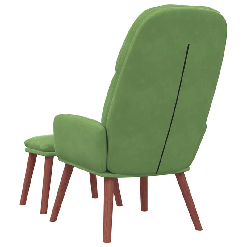 Scaun de relaxare cu taburet, verde deschis, catifea