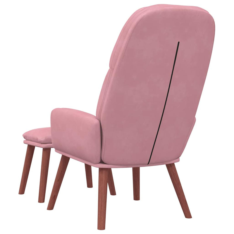 Scaun de relaxare cu taburet, roz, catifea