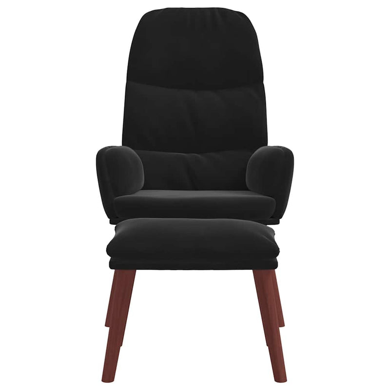 Scaun de relaxare cu taburet, negru, catifea