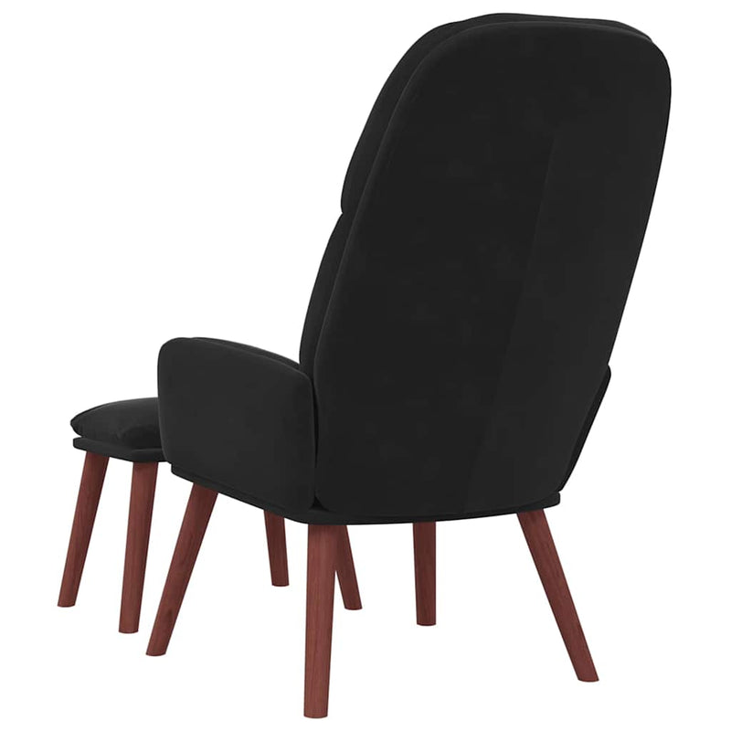 Scaun de relaxare cu taburet, negru, catifea
