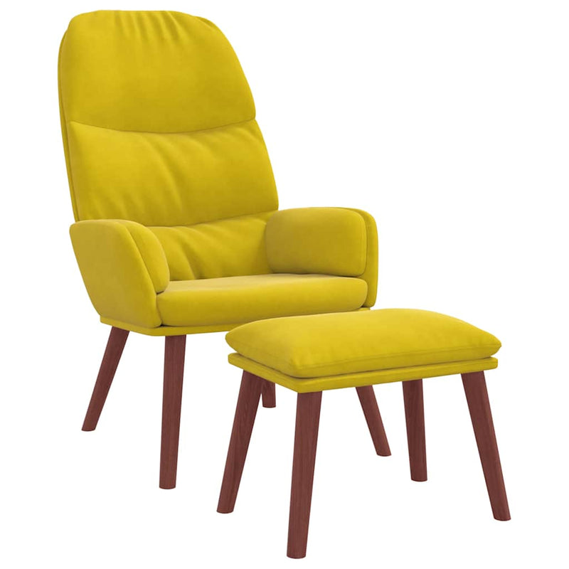Scaun de relaxare cu suport picioare, galben, catifea