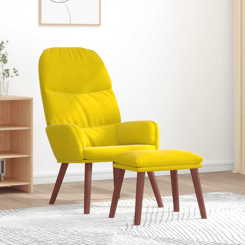 Scaun de relaxare cu suport picioare, galben, catifea