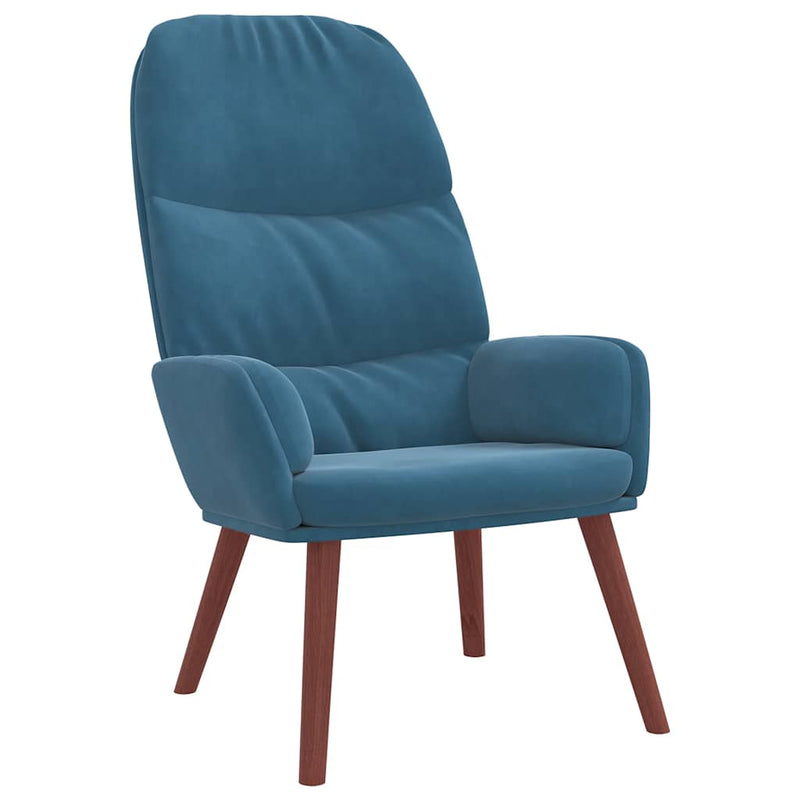 Scaun de relaxare cu taburet, albastru, catifea
