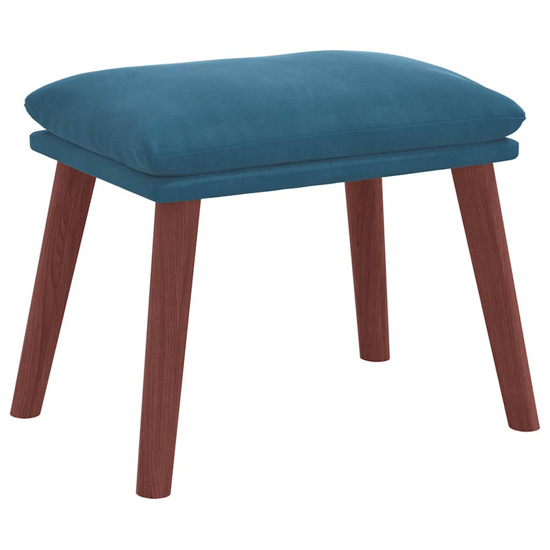 Scaun de relaxare cu taburet, albastru, catifea