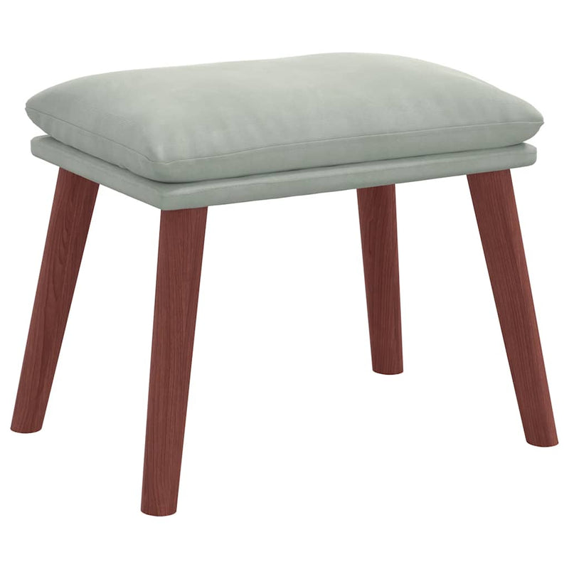 Scaun de relaxare cu taburet, gri deschis, catifea