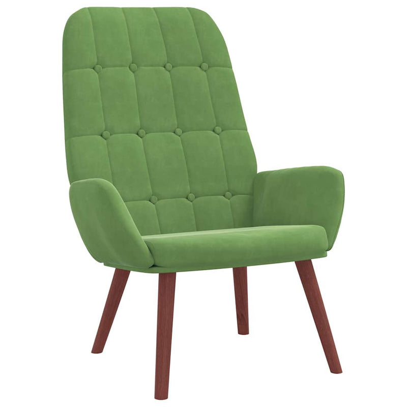 Scaun de relaxare cu taburet, verde deschis, catifea