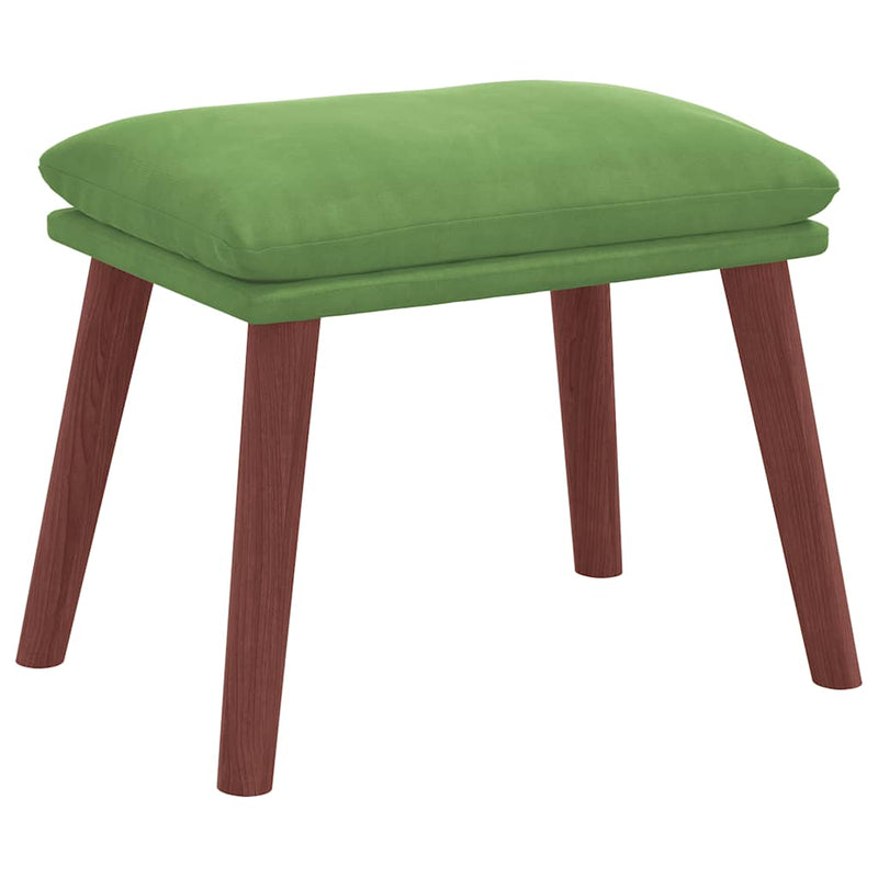 Scaun de relaxare cu taburet, verde deschis, catifea