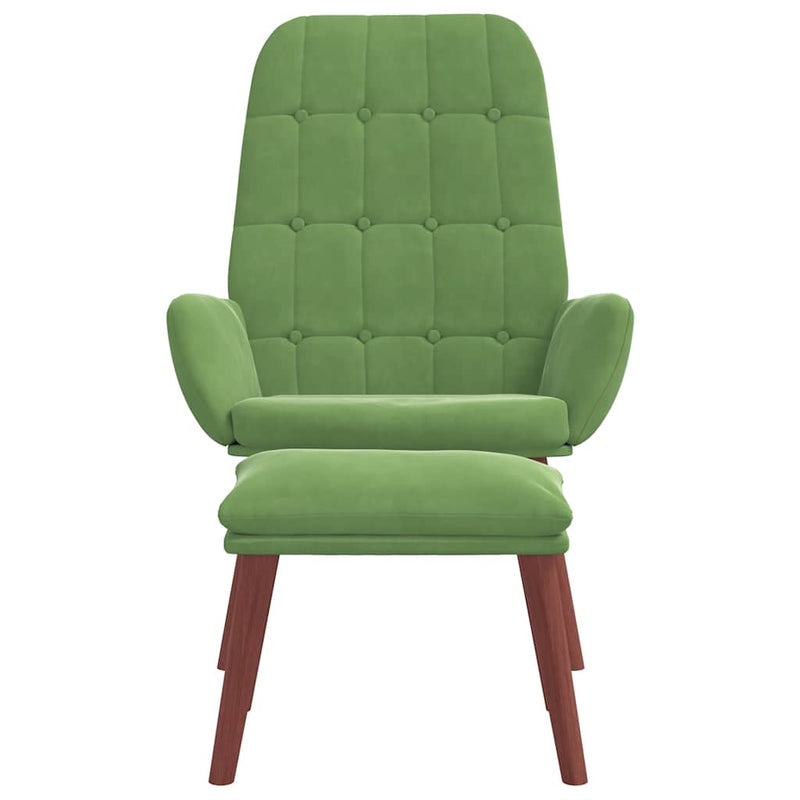 Scaun de relaxare cu taburet, verde deschis, catifea