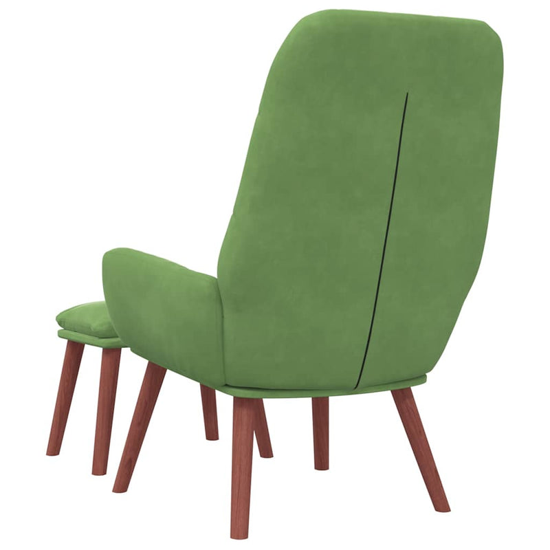 Scaun de relaxare cu taburet, verde deschis, catifea
