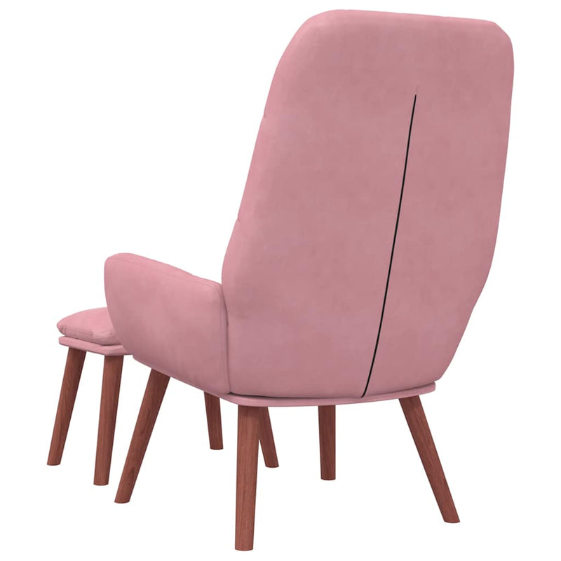 Scaun de relaxare cu taburet, roz, catifea