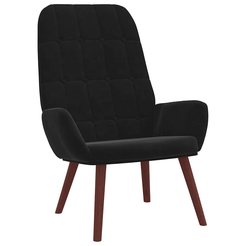 Scaun de relaxare cu taburet, negru, catifea