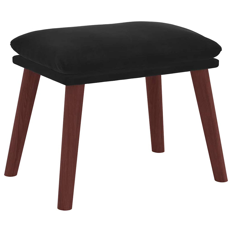 Scaun de relaxare cu taburet, negru, catifea