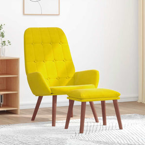 Scaun de relaxare cu suport picioare, galben, catifea