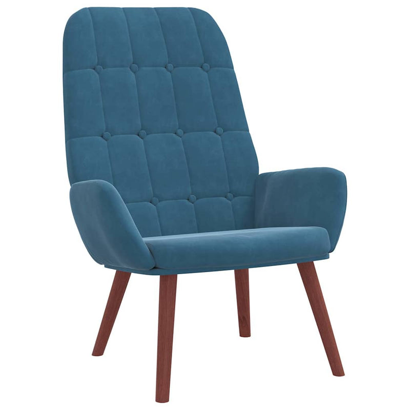 Scaun de relaxare cu taburet, albastru, catifea