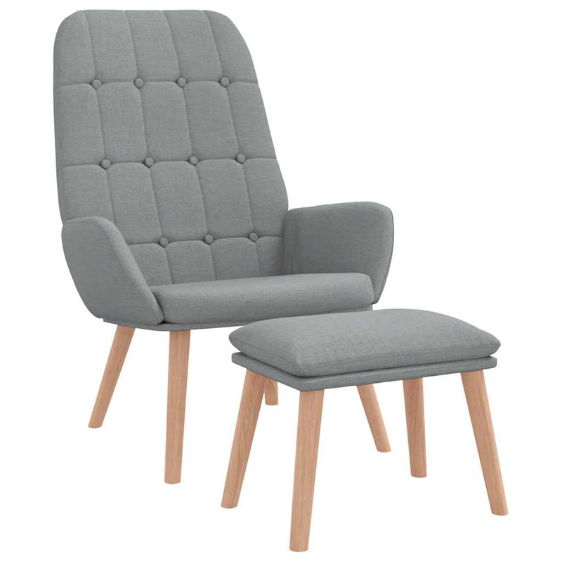 Scaun de relaxare cu taburet, gri deschis, textil