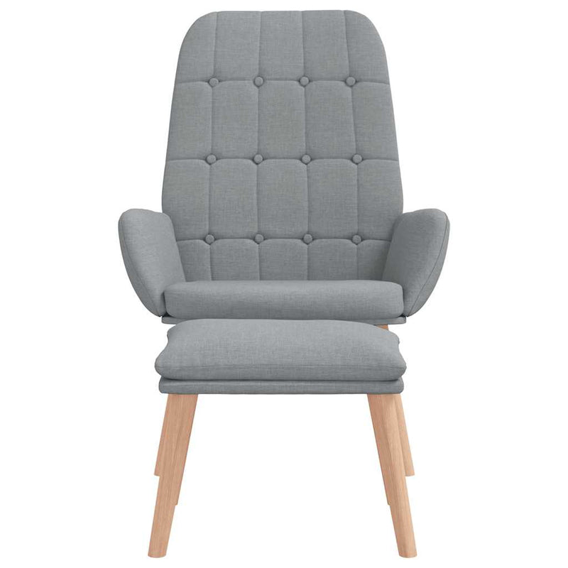 Scaun de relaxare cu taburet, gri deschis, textil