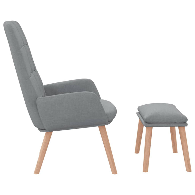 Scaun de relaxare cu taburet, gri deschis, textil