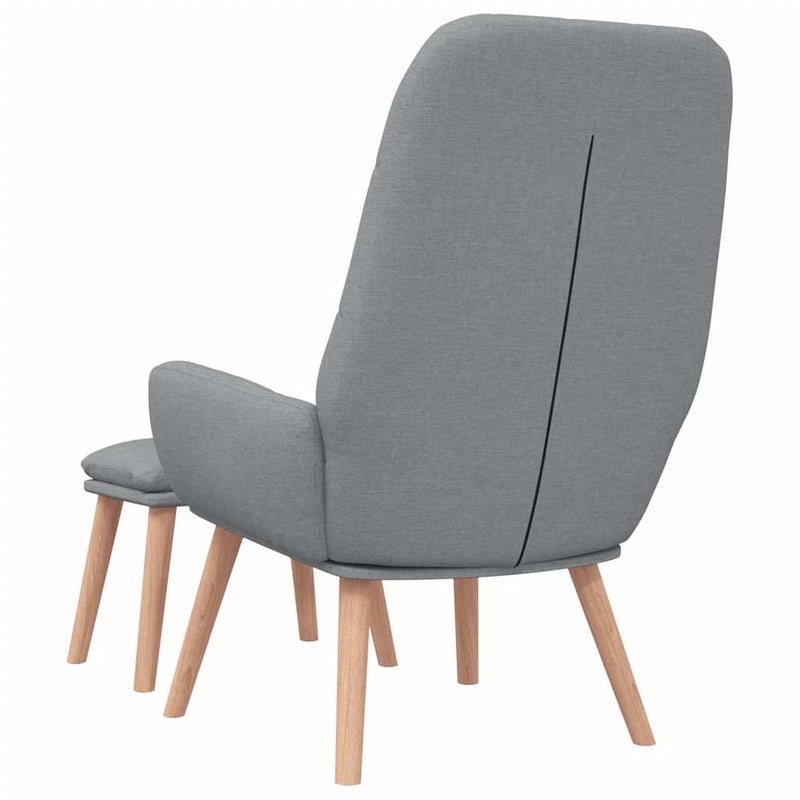 Scaun de relaxare cu taburet, gri deschis, textil