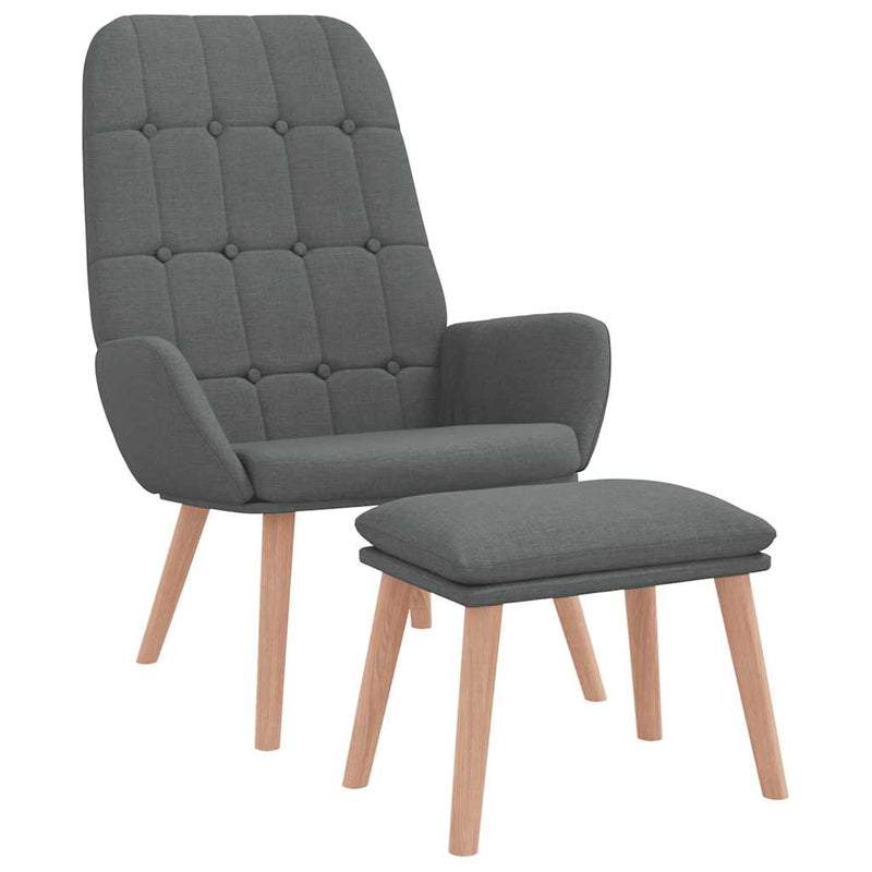 Scaun de relaxare cu taburet, gri deschis, textil