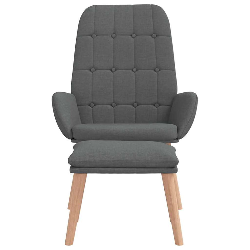 Scaun de relaxare cu taburet, gri deschis, textil