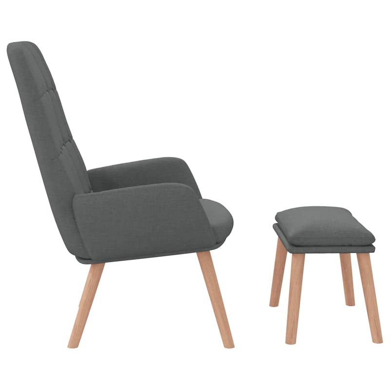 Scaun de relaxare cu taburet, gri deschis, textil
