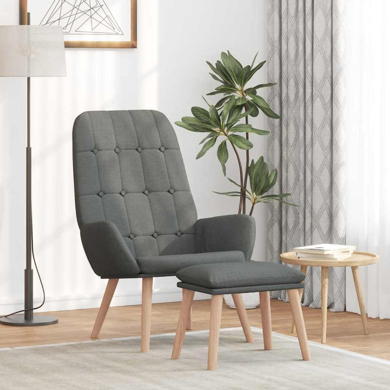 Scaun de relaxare cu taburet, gri deschis, textil