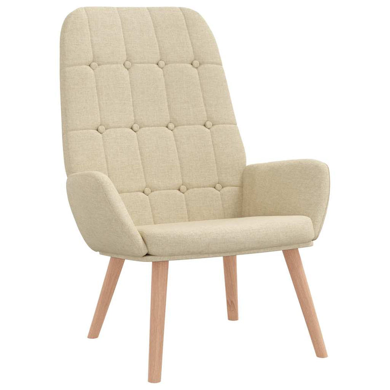 Scaun de relaxare cu taburet, crem, textil