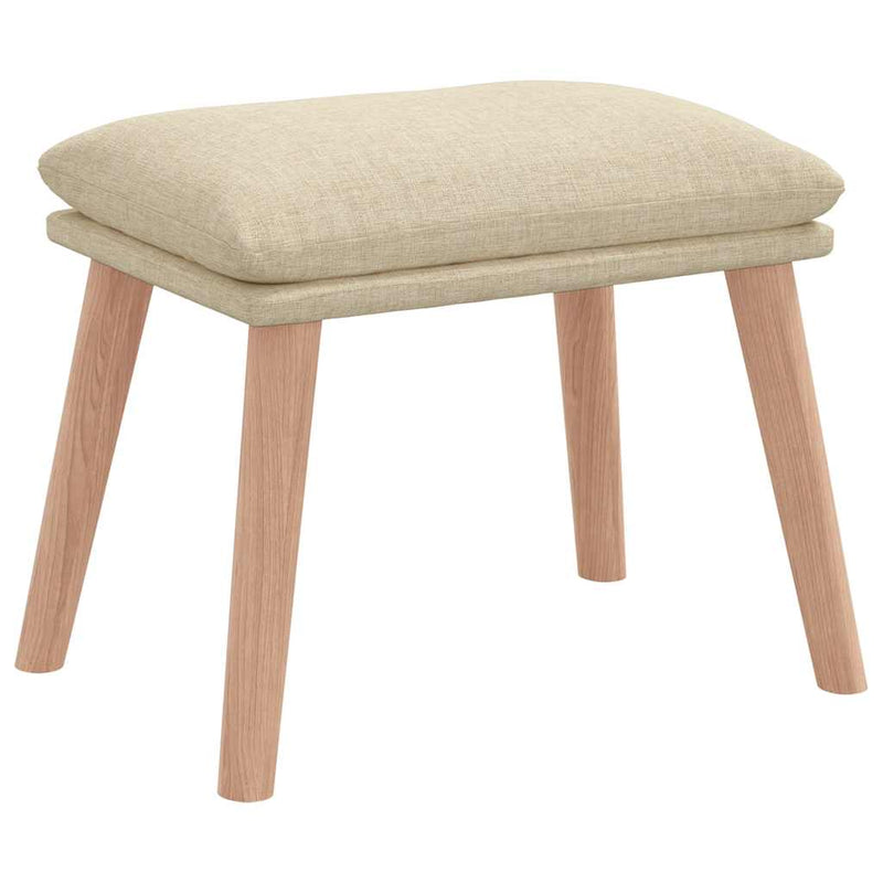 Scaun de relaxare cu taburet, crem, textil