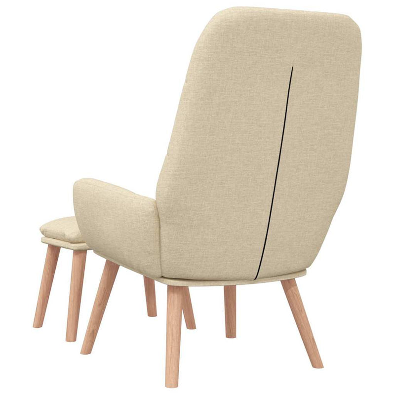 Scaun de relaxare cu taburet, crem, textil