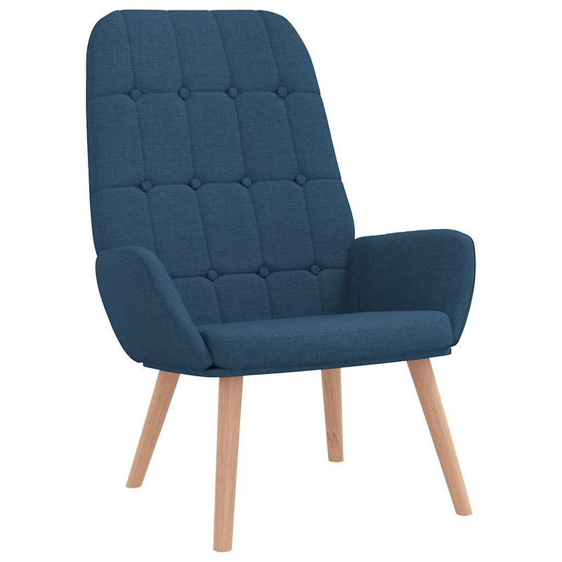 Scaun de relaxare cu taburet, albastru, textil