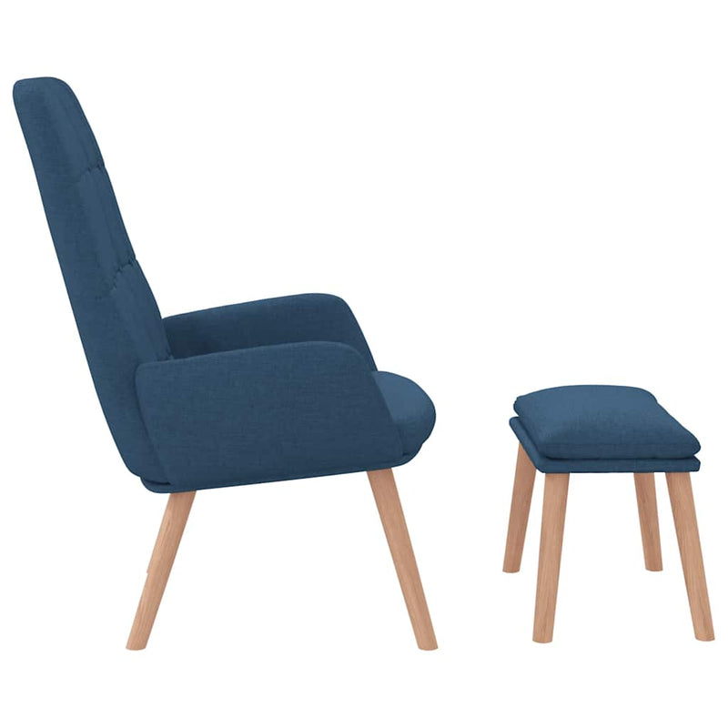 Scaun de relaxare cu taburet, albastru, textil