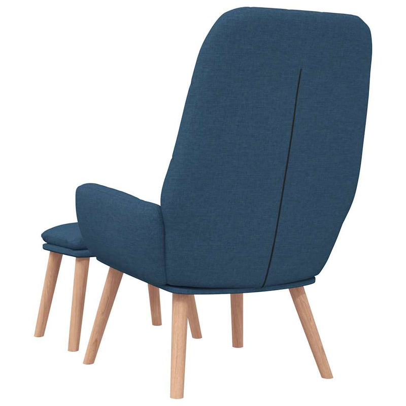 Scaun de relaxare cu taburet, albastru, textil