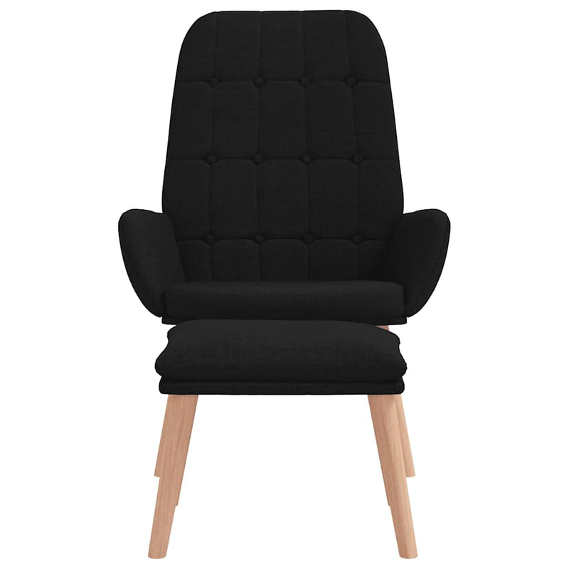 Scaun de relaxare cu taburet, negru, textil