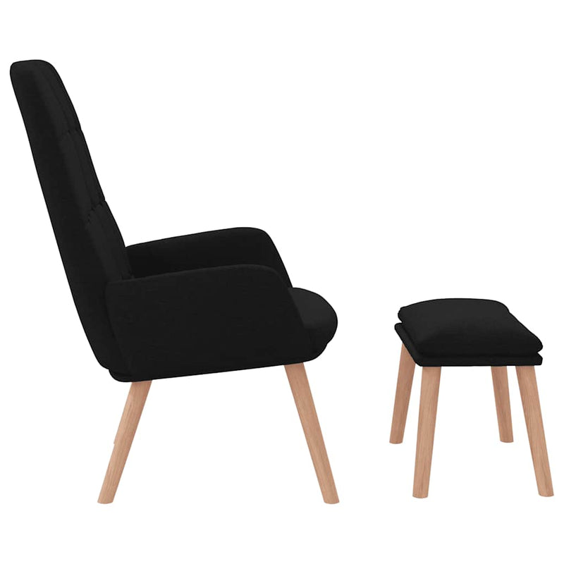 Scaun de relaxare cu taburet, negru, textil