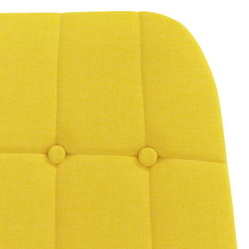 Scaun de relaxare cu taburet din material galben deschis