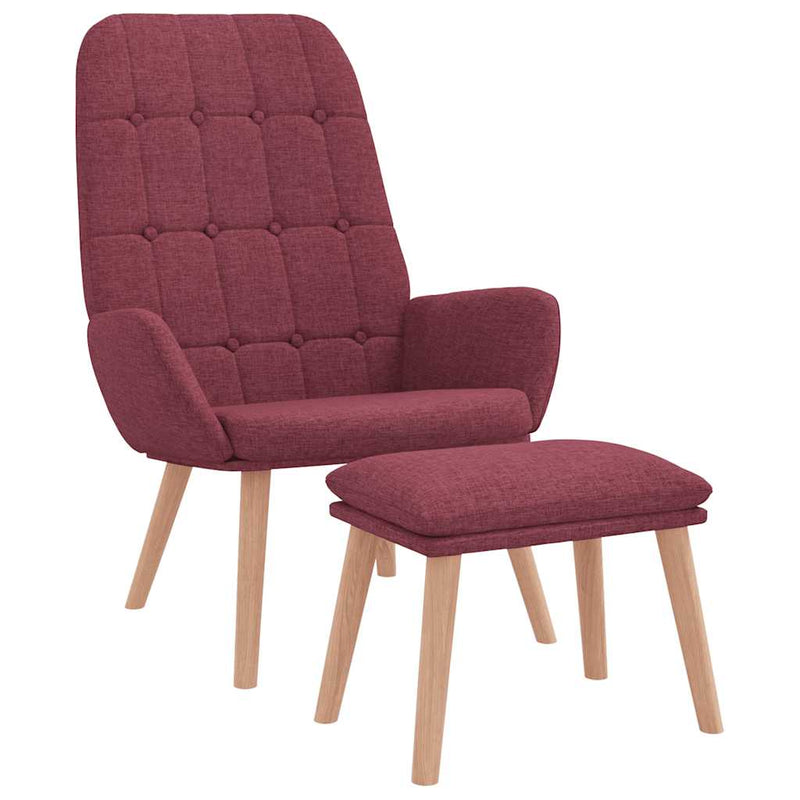 Scaun de relaxare cu taburet, roșu vin, textil