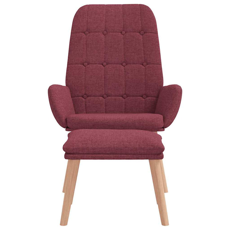 Scaun de relaxare cu taburet, roșu vin, textil