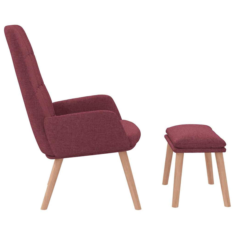 Scaun de relaxare cu taburet, roșu vin, textil