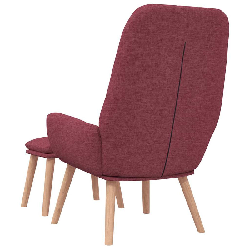 Scaun de relaxare cu taburet, roșu vin, textil
